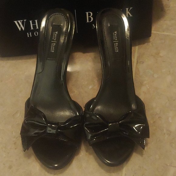 White House Black Market Shoes - White and Black Market Black short heels